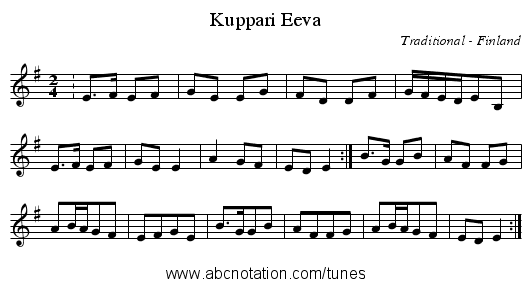 Kuppari Eeva - staff notation