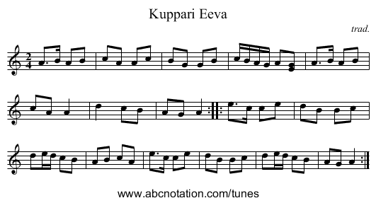 Kuppari Eeva - staff notation