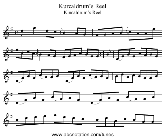Kurcaldrum’s Reel - staff notation