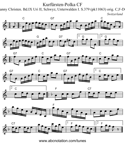 Kurf&uuml;rsten-Polka CF - staff notation