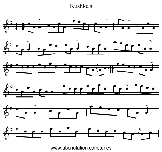 Kushka's - staff notation