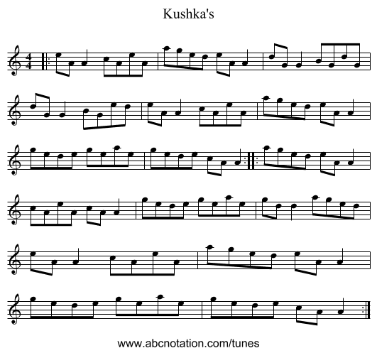 Kushka's - staff notation