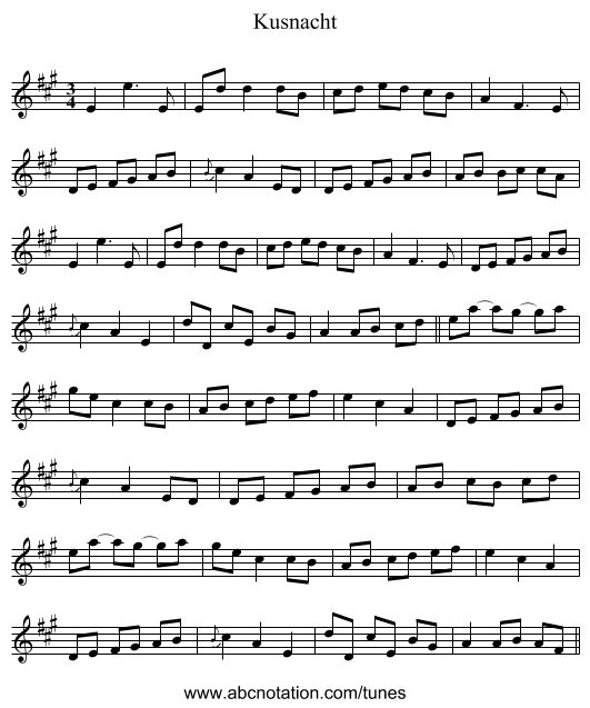 Kusnacht - staff notation