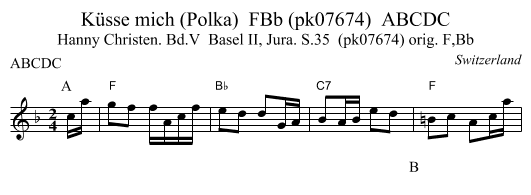 Küsse mich (Polka)  FBb (pk07674)  ABCDC - staff notation