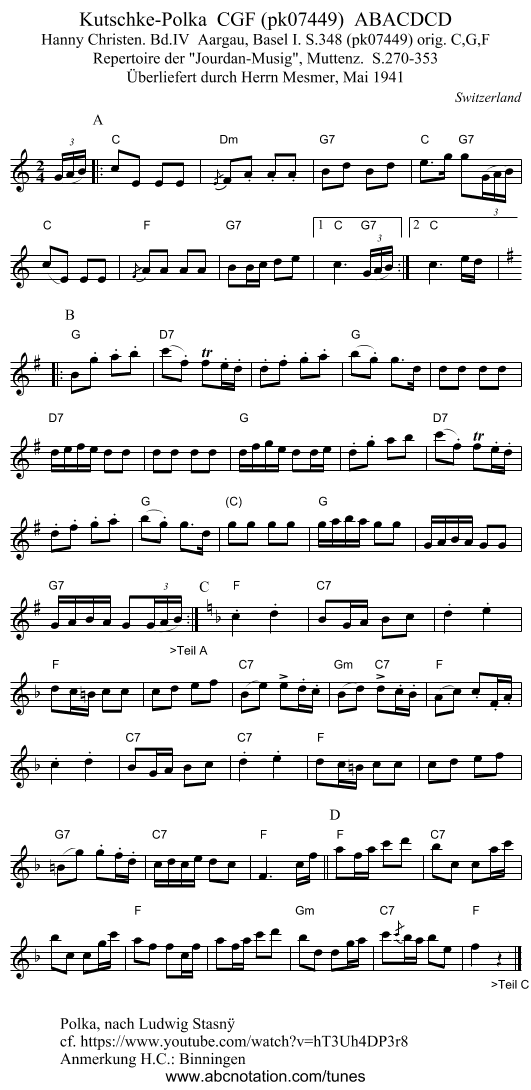 Kutschke-Polka  CGF (pk07449)  ABACDCD - staff notation
