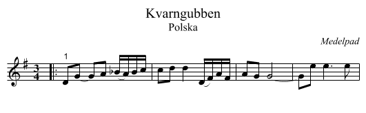 Kvarngubben - staff notation