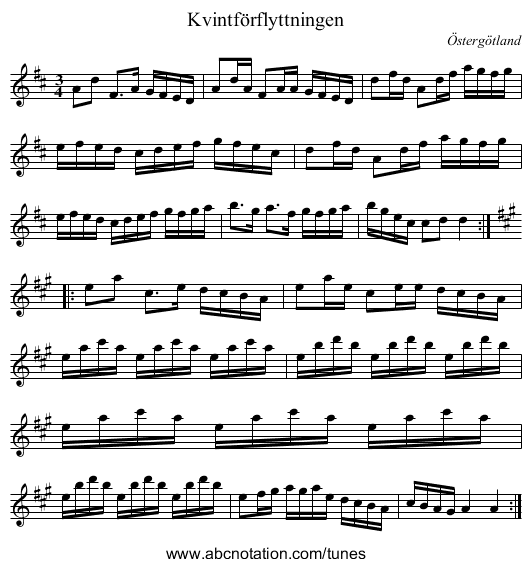 Kvintf&ouml;rflyttningen - staff notation