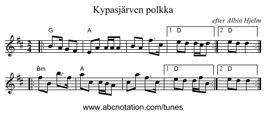Kypasj&auml;rven polkka - staff notation
