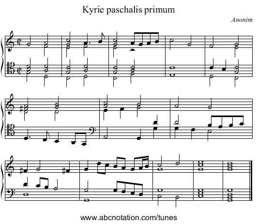 Kyrie paschalis primum - staff notation