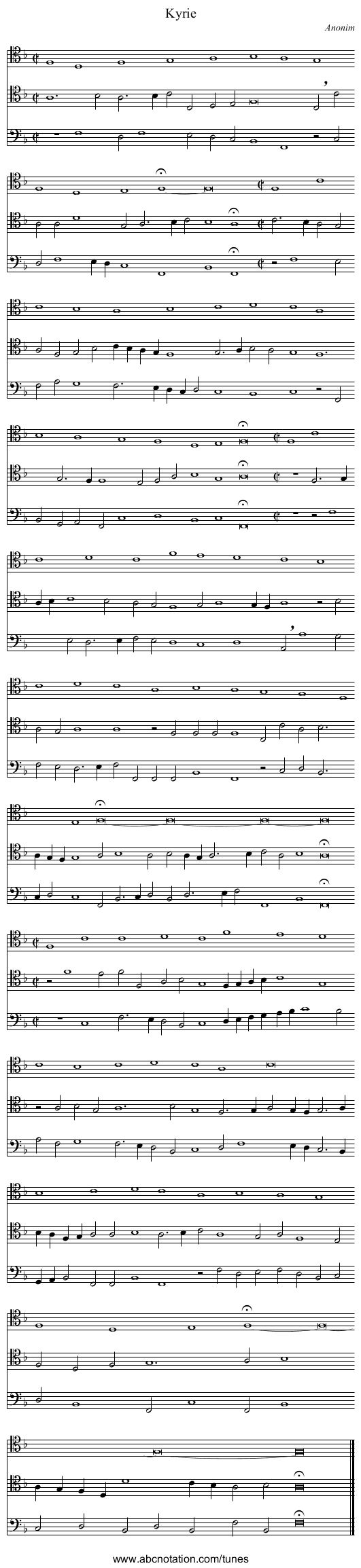 Kyrie - staff notation
