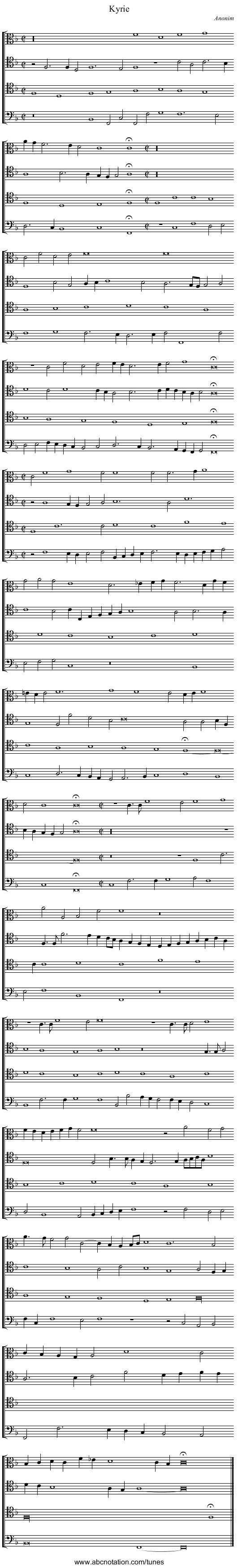 Kyrie - staff notation