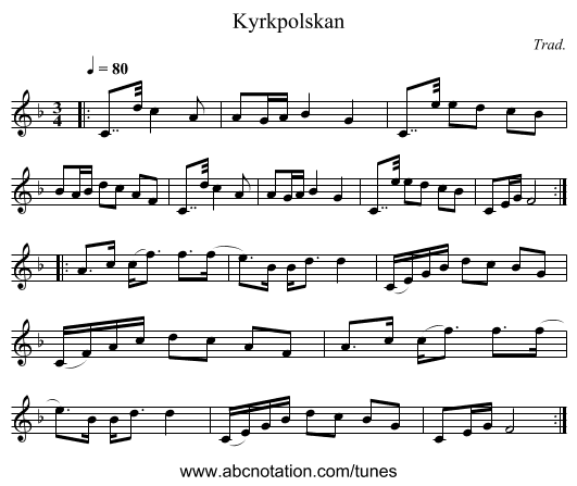 Kyrkpolskan - staff notation