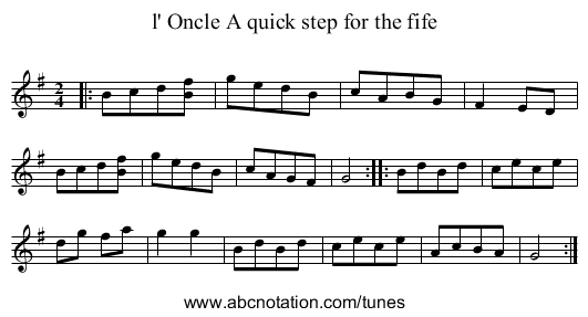 l' Oncle A quick step for the fife - staff notation