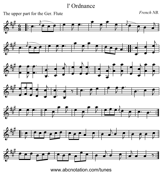 l' Ordnance - staff notation