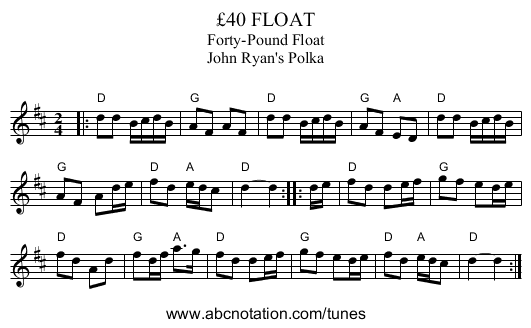 &pound;40 FLOAT - staff notation