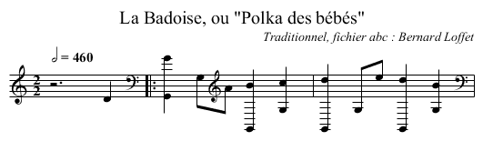 La Badoise, ou Polka des bébés - staff notation
