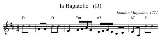 la Bagatelle   (D) - staff notation