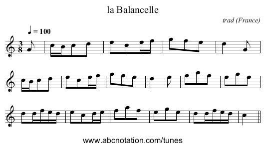 la Balancelle - staff notation