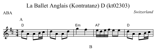 La Ballet Anglais (Kontratanz) D (kt02303) - staff notation