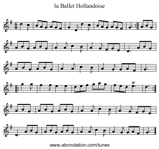 la Ballet Hollandoise - staff notation