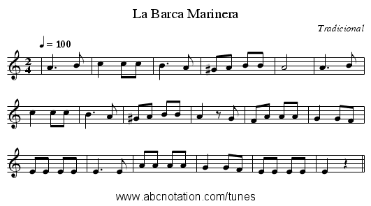 La Barca Marinera - staff notation