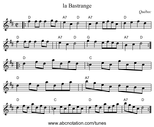 la Bastrange - staff notation