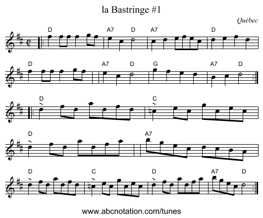 la Bastringe #1 - staff notation