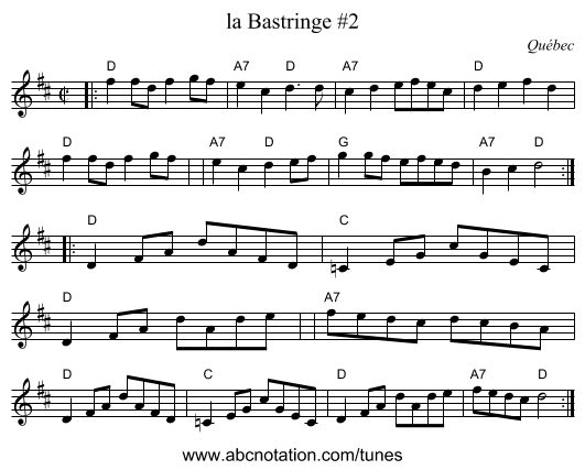 la Bastringe #2 - staff notation