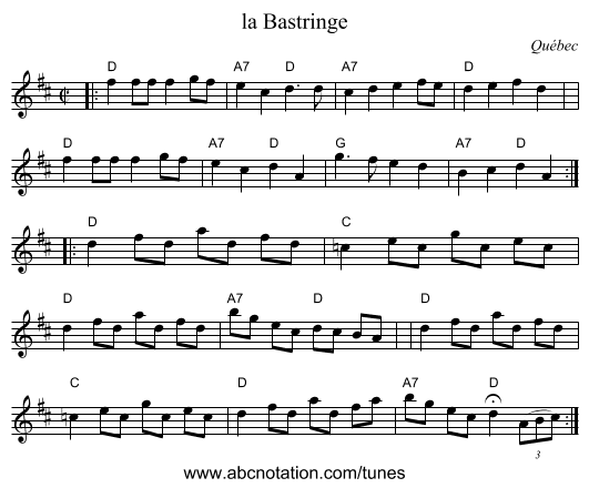 la Bastringe - staff notation