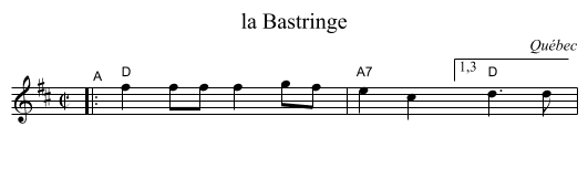 la Bastringe - staff notation