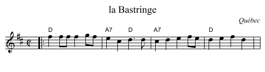 la Bastringe - staff notation