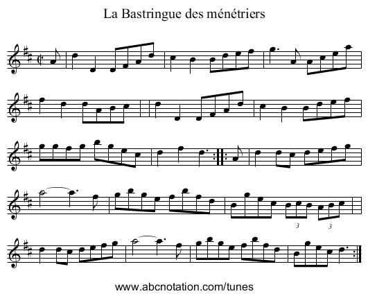 La Bastringue des m&eacute;n&eacute;triers - staff notation