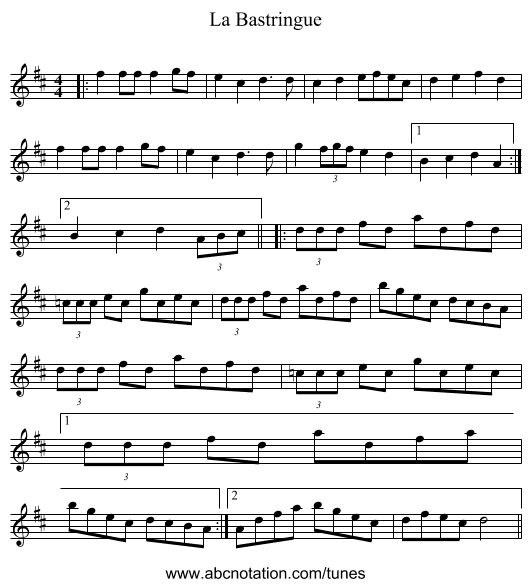 La Bastringue - staff notation