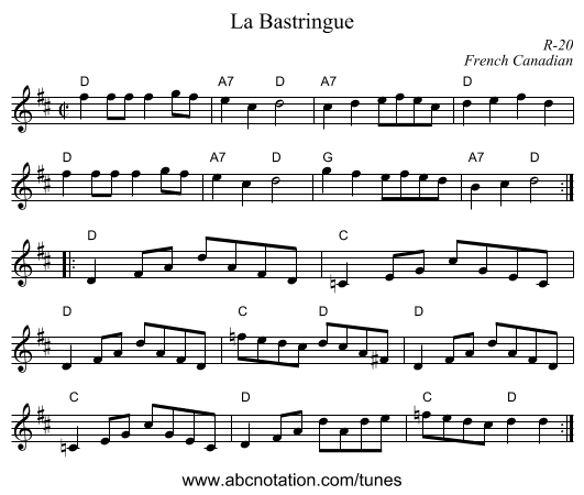 La Bastringue - staff notation