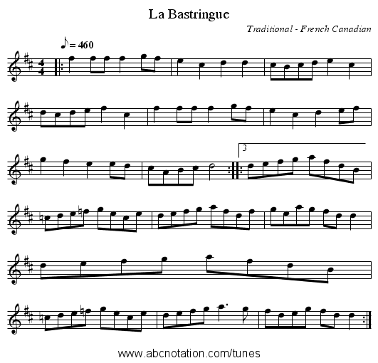 La Bastringue - staff notation