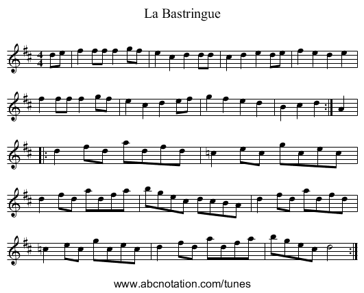 La Bastringue - staff notation
