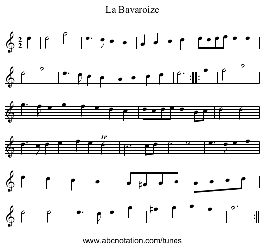 La Bavaroize - staff notation