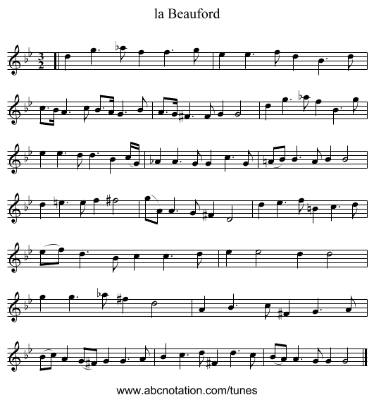 la Beauford - staff notation