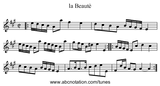 la Beaut&egrave; - staff notation