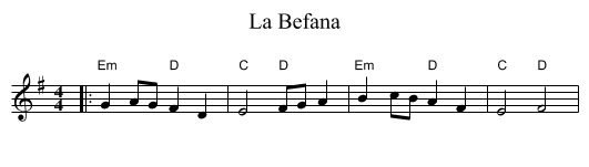 La Befana - staff notation
