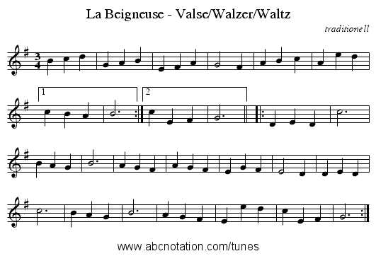 La Beigneuse - Valse/Walzer/Waltz - staff notation