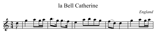 la Bell Catherine - staff notation