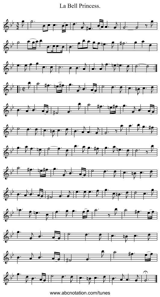 La Bell Princess. - staff notation