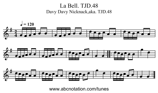 La Bell. TJD.48 - staff notation