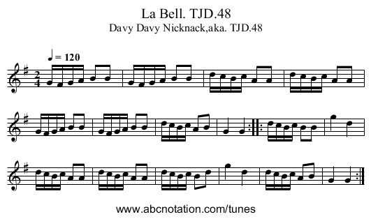 La Bell. TJD.48 - staff notation