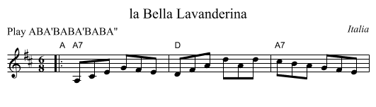 la Bella Lavanderina - staff notation