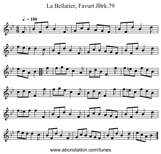 La Bellatier, Favurt JBrk.79 - staff notation