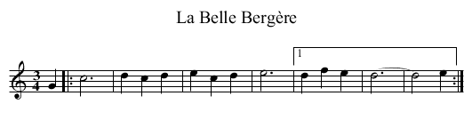 La Belle Berg&egrave;re - staff notation
