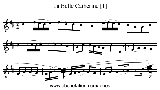 La Belle Catherine [1] - staff notation