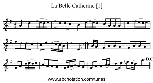 La Belle Catherine [1] - staff notation